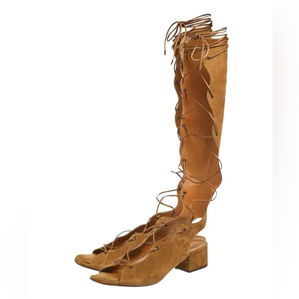 Saint Laurent Beige Suede Gladiator Sandals